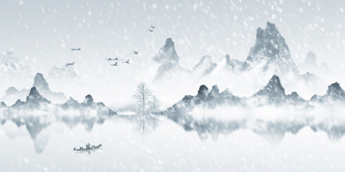 新中式山水水墨小