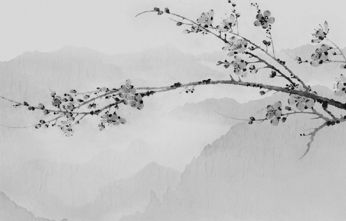 新中式水墨梅花背