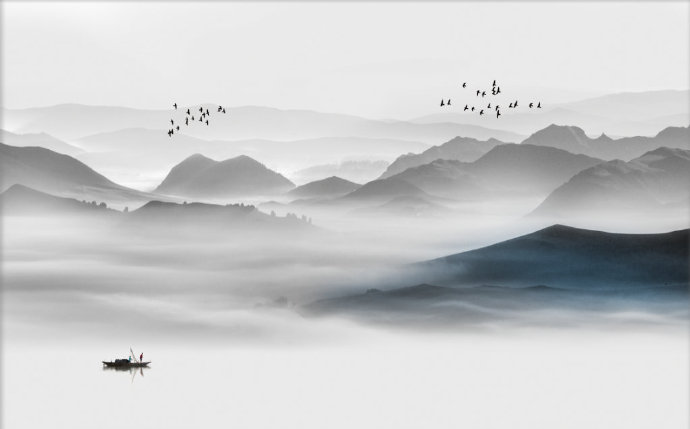 中式抽象水墨山水