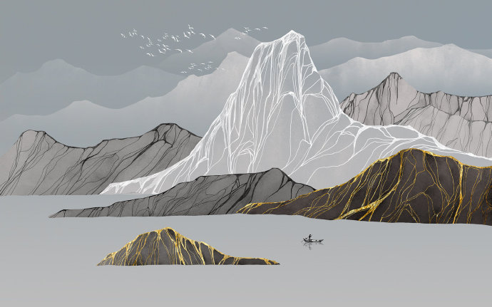 新中式抽象金山山