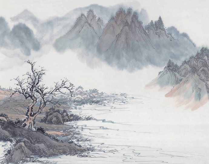 新中式水墨山水画
