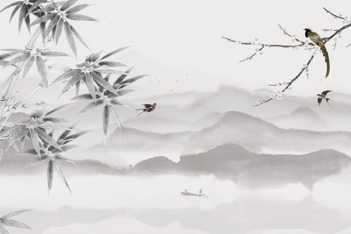 新中式意境水墨竹