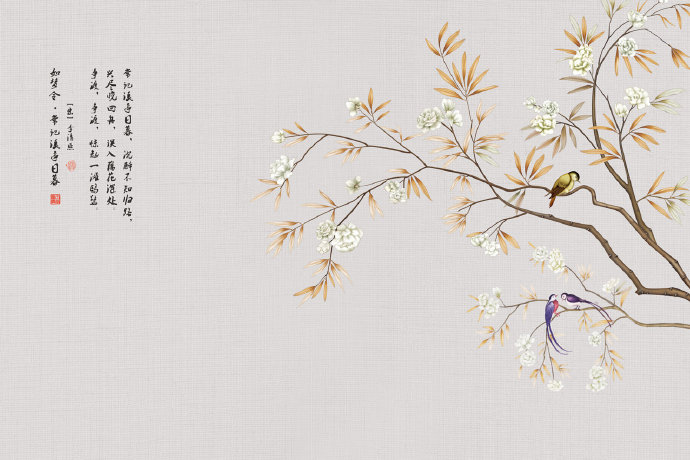 新中式手绘工笔花