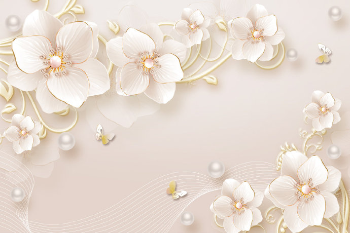 中式简约线条花卉