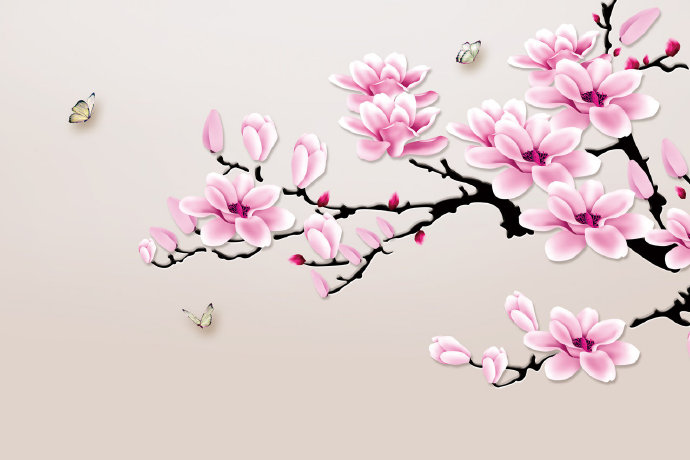中式简约玉兰花卉