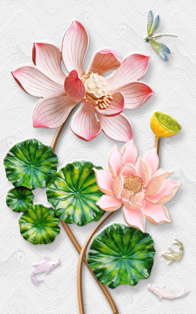 中式简约荷花鱼鱼