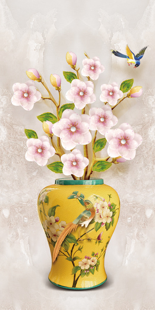 简约梅花花瓶花鸟