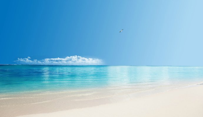 蓝天白云大海风景