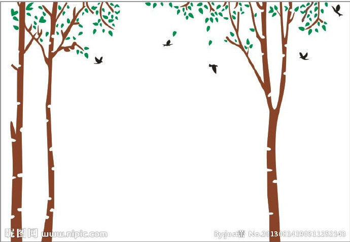 G树 小鸟背景墙