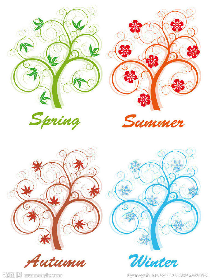 G四季树木背景墙