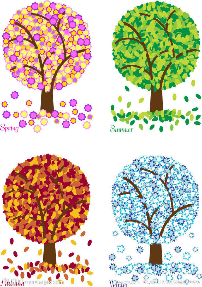 G四季树木背景墙