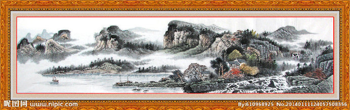 G山水画背景墙背