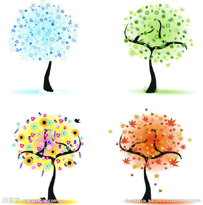 G四季树木背景墙