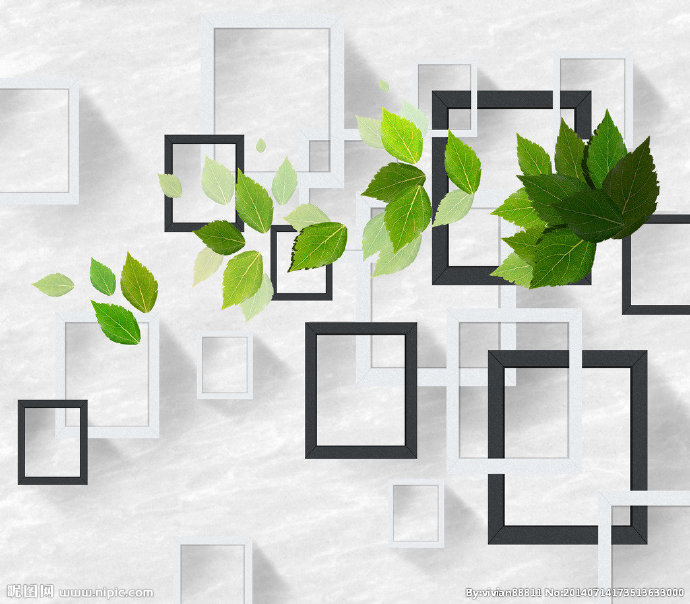 G树叶画框背景墙