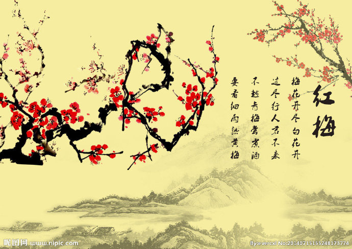 G梅花壁画背景墙