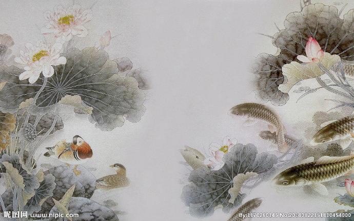 G水墨荷花电视背