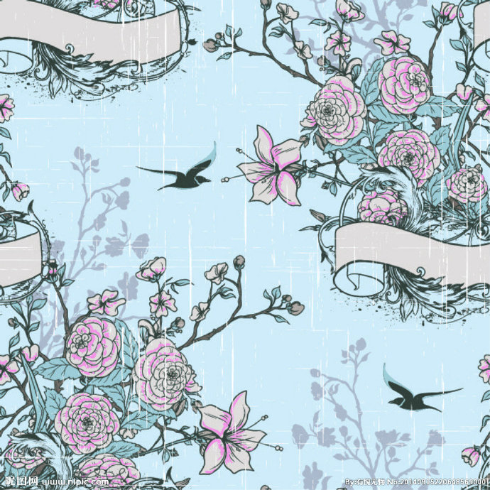 G花鸟图背景墙花