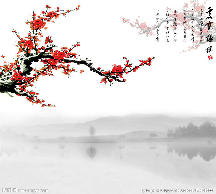 G山水梅背景墙背