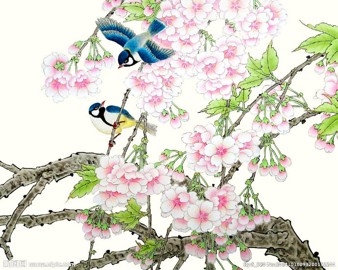 G花鸟图背景墙花