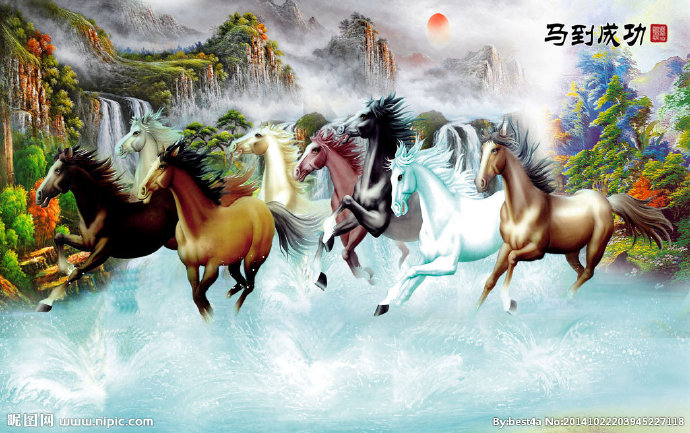 G中式国画八骏图