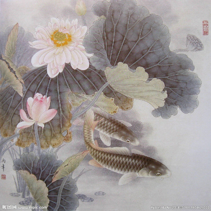 G工笔国画水墨荷