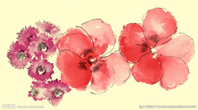 G水墨花背景墙背