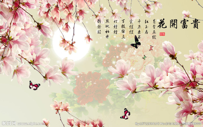 G花开富贵背景墙