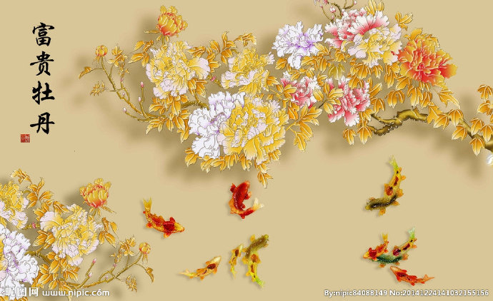 G富贵牡丹背景墙