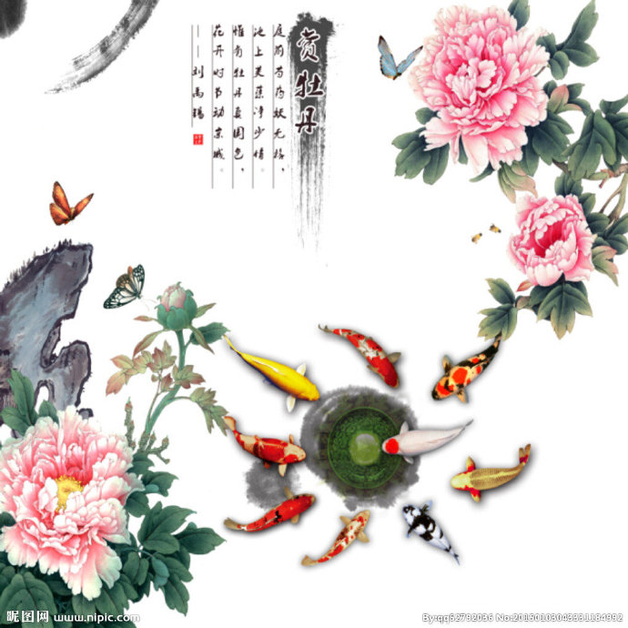 G赏牡丹花背景墙