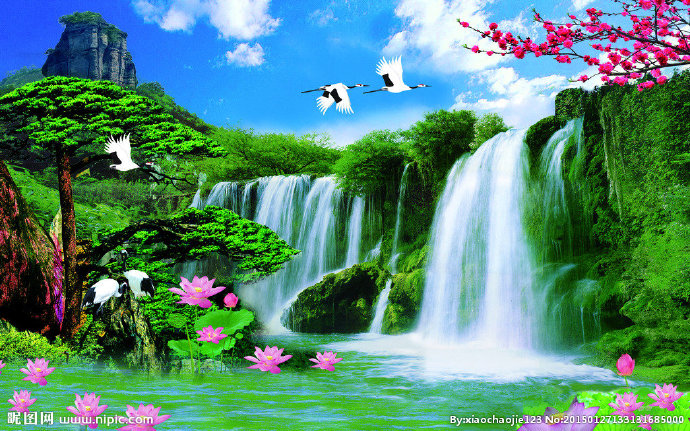 G迎客松背景墙迎