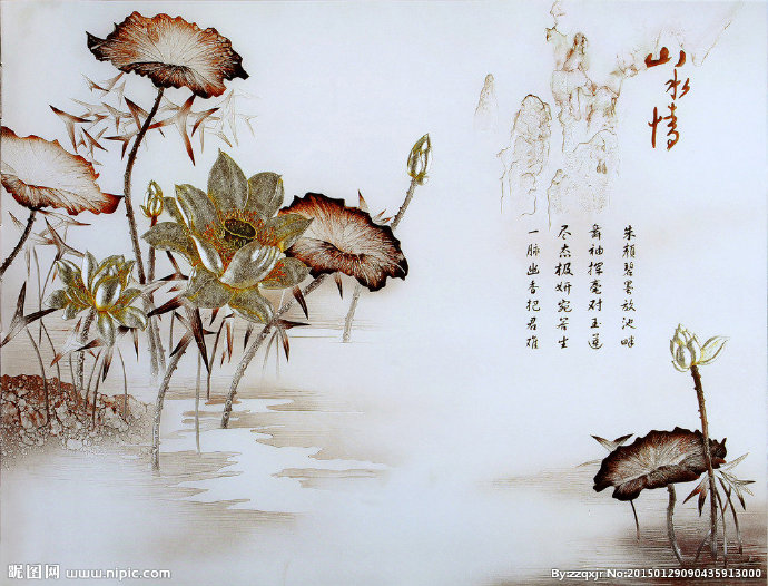 G山水情电视墙画