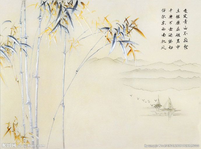G竹韵电视墙画背