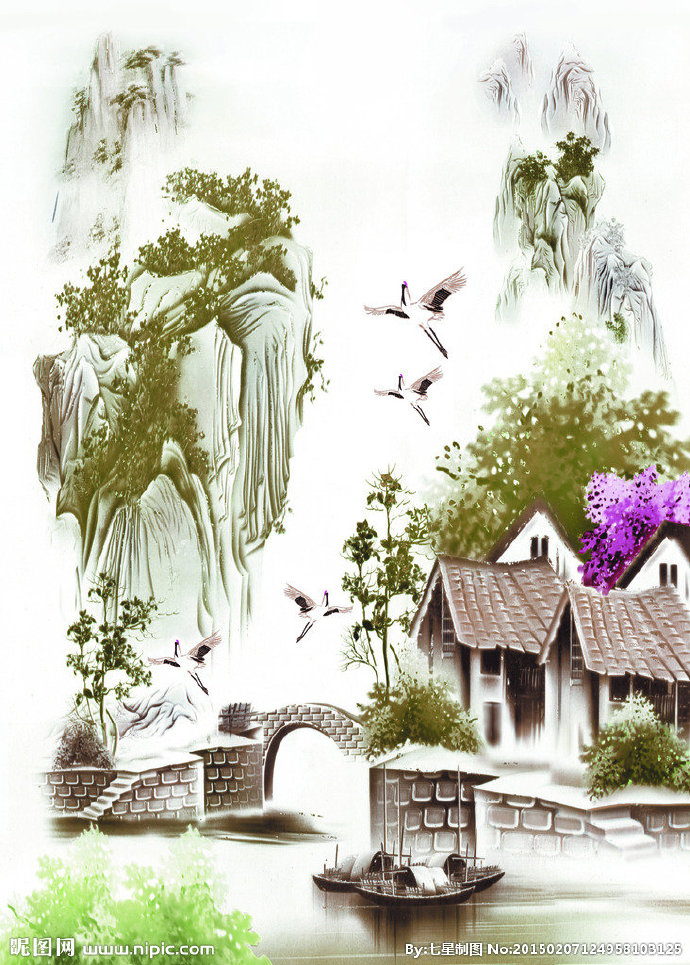 G山水画背景墙背