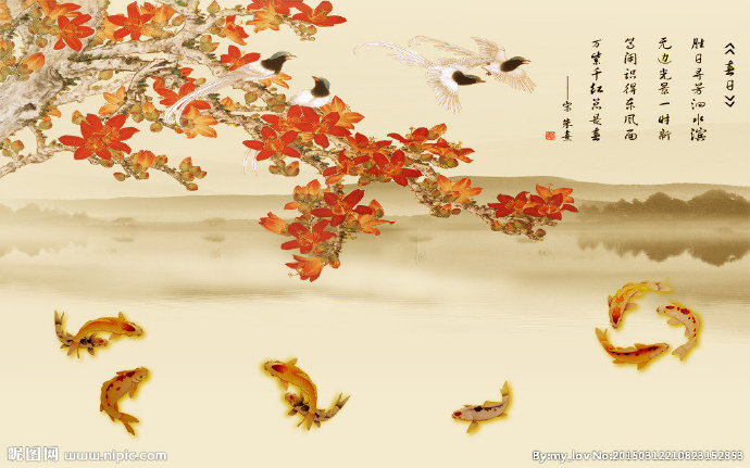 G山水花鸟背景墙