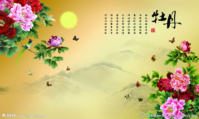 G牡丹背景墙背景