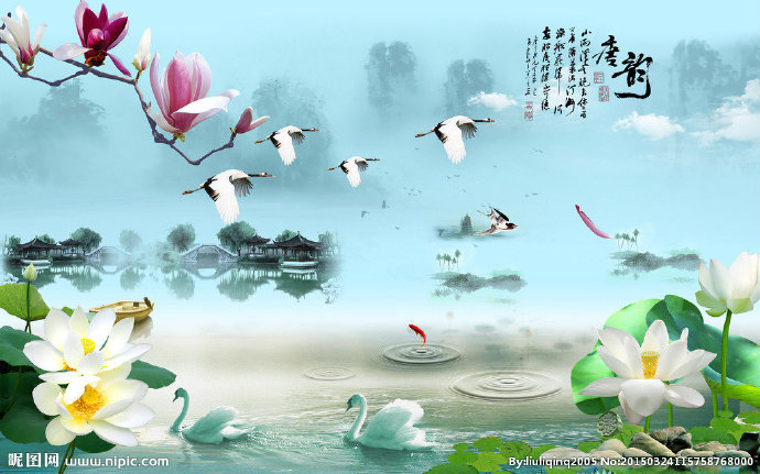 G唐韵山水画背景