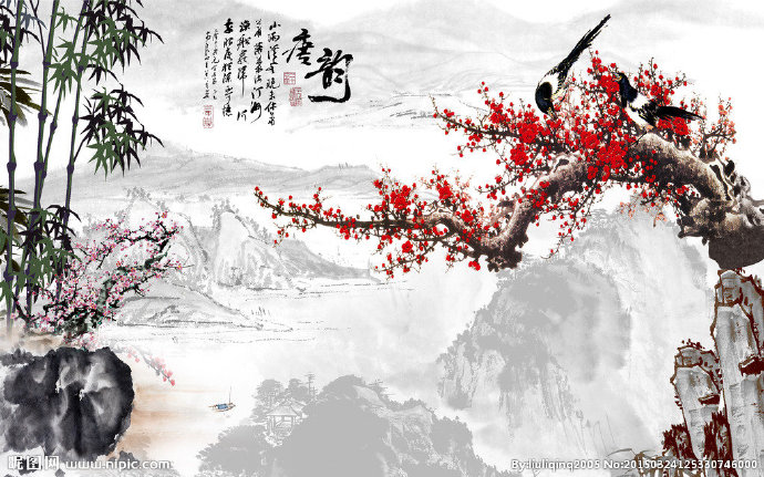 G水墨风背景墙背