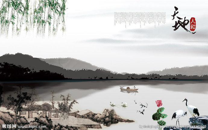 G水墨画背景墙背