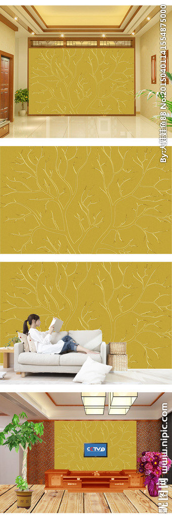 G金色树枝背景墙