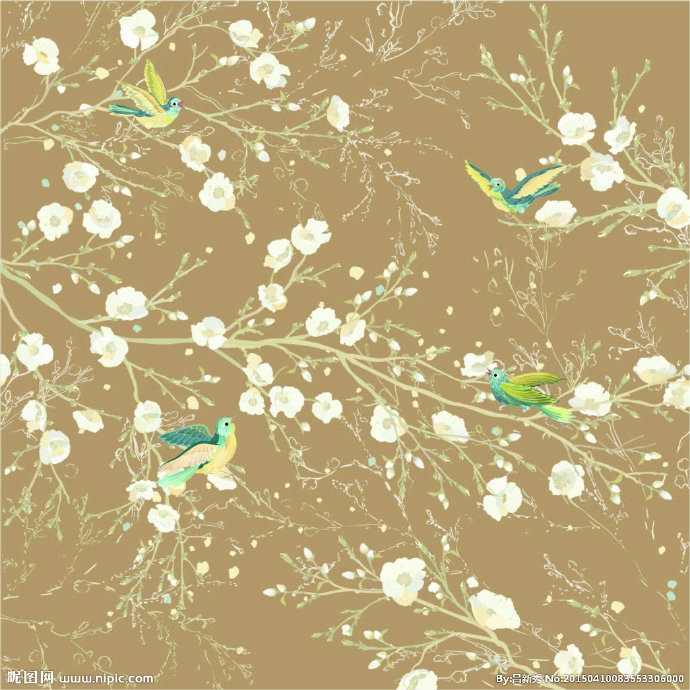 G花鸟画背景墙花