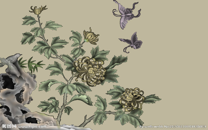 G手绘菊花花藤花