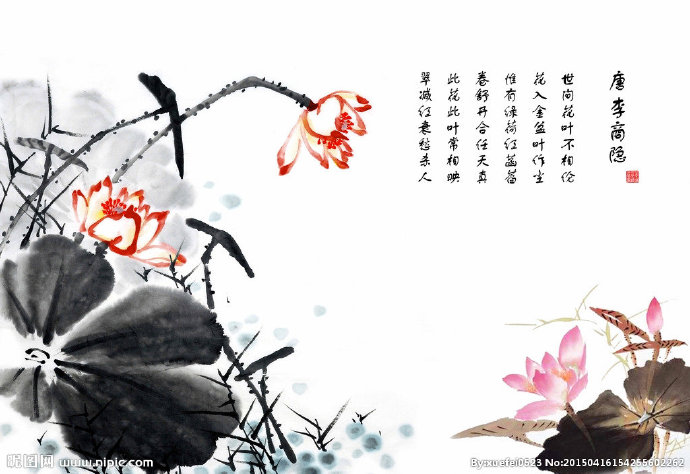 G水墨莲花背景墙