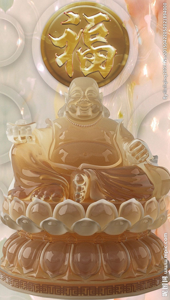 G笑佛玉雕玄关背