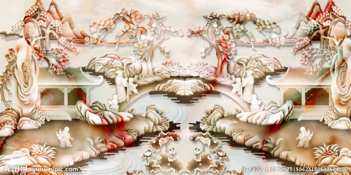 G玉雕山水图背景