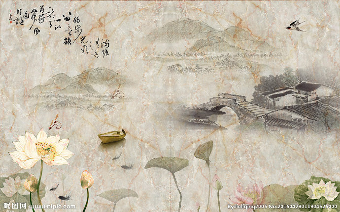 G大理石山水画背