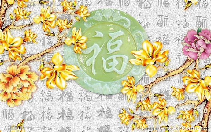G玉福彩雕背景墙