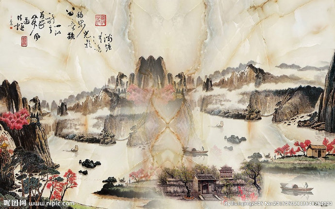 G大理石山水画背