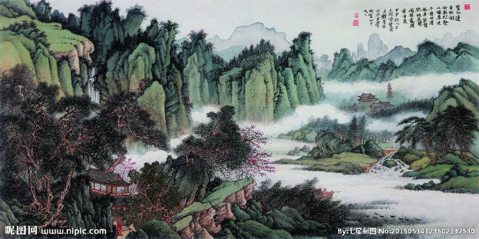 G溪山松云背景墙