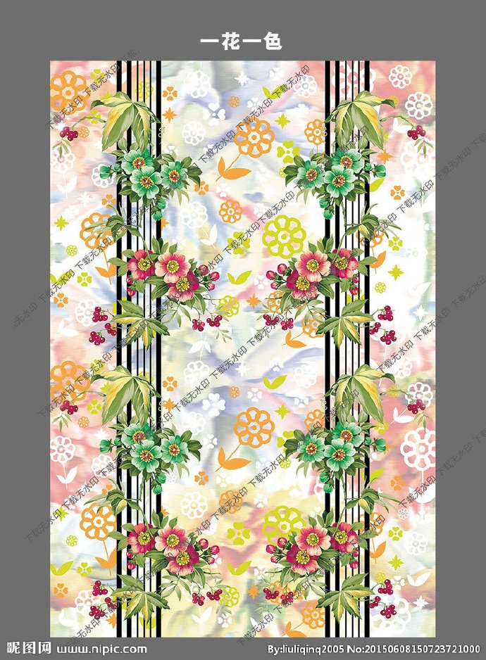 G油画底图花型图
