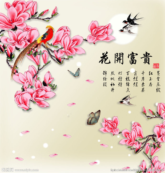 G花开富贵背景墙